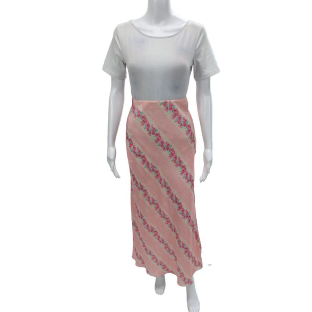 Love Shack Fancy Womens Pink Floral Maxi Skirt Long 100% Polyester Size S